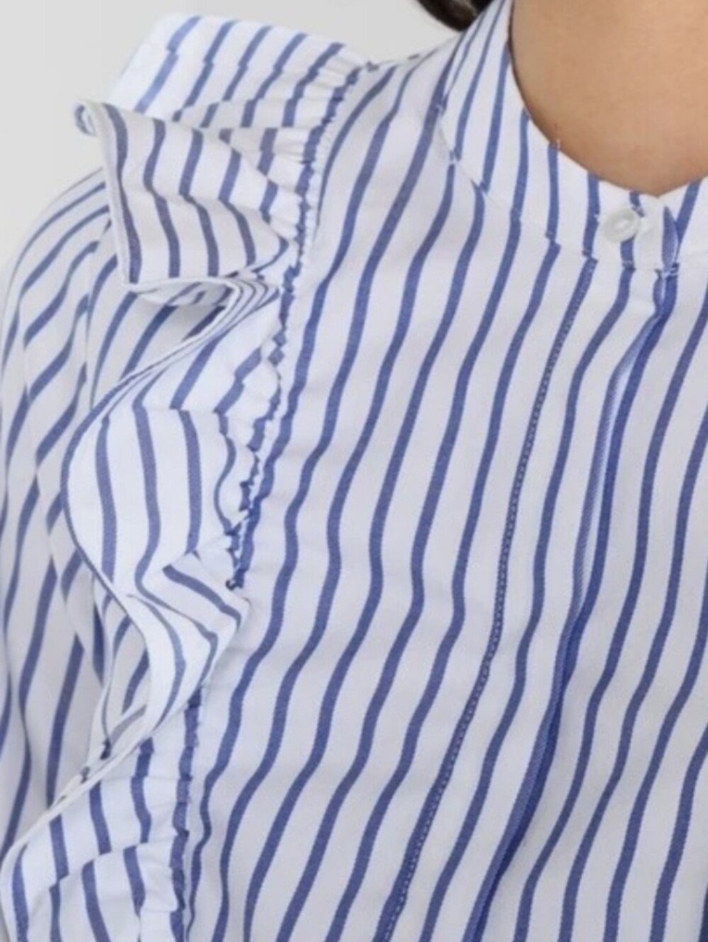 Banana Republic Riley-Fit Striped Ruffle-Front Shirt - Picture 3 of 5